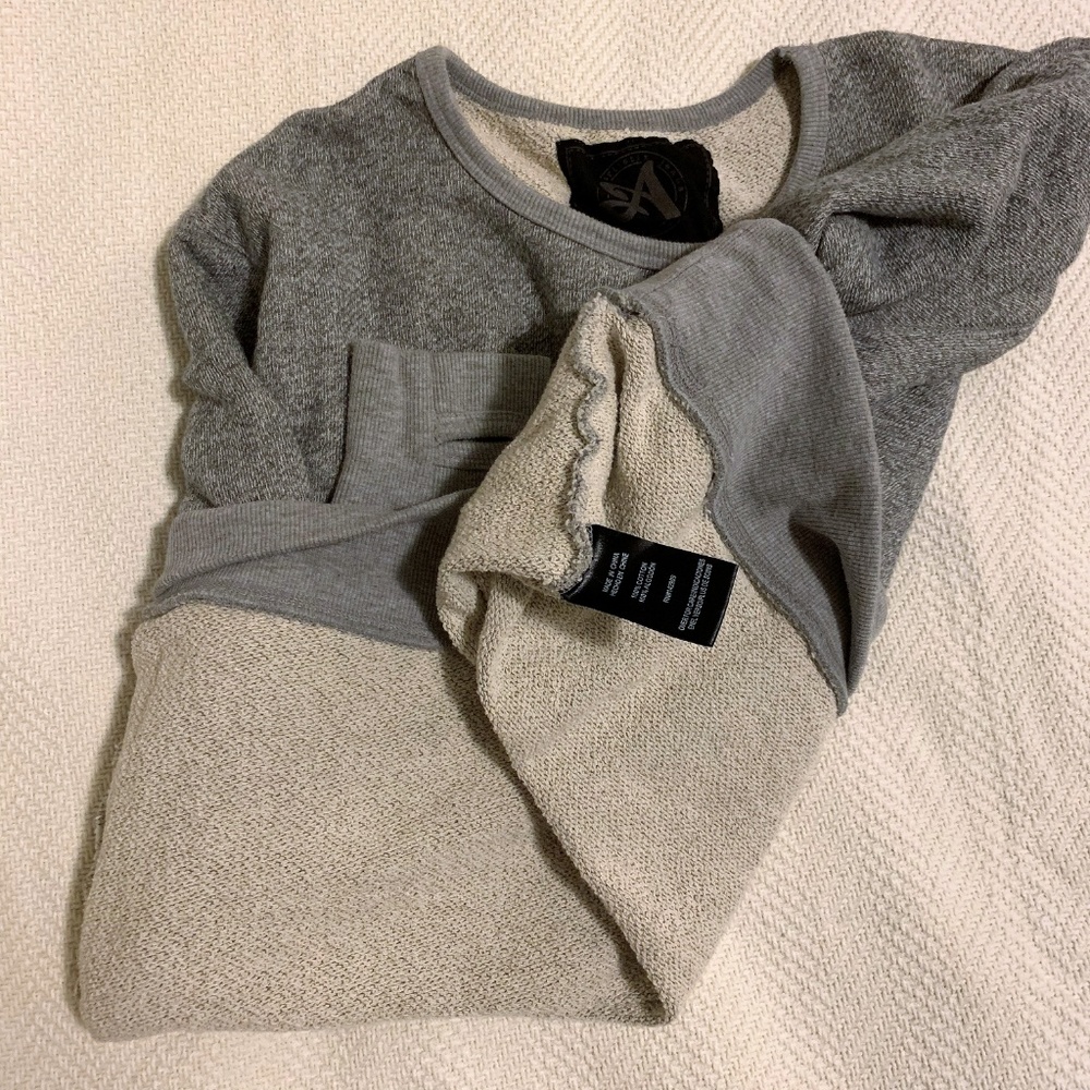 Artistix Jeans Grey Knit Sweater With Faux Leather - Picture 5 of 8